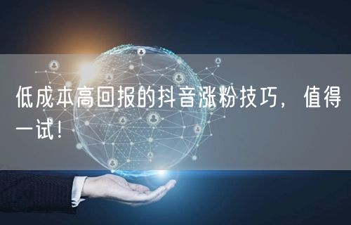 低成本高回报的抖音涨粉技巧,值得一试!