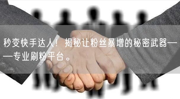 秒变快手达人！揭秘让粉丝暴增的秘密武器——专业刷粉平台。