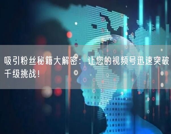 吸引粉丝秘籍大解密:让您的视频号迅速突破千级挑战!